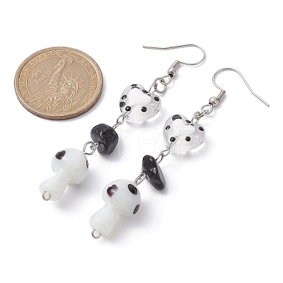 Natural Obsidian Chips Dangle Earrings EJEW-JE05432-01-1