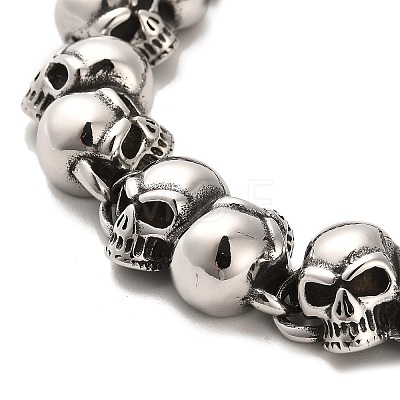 304 Stainless Steel Skull Link Chain Bracelets BJEW-E094-14AS-1