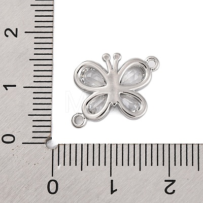 Brass Pave Clear Cubic Zirconia Connector Charms KK-Z066-09P-1