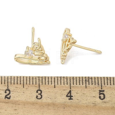 Brass Clear Cubic Zirconia Stud Earrings EJEW-Q014-10G-1