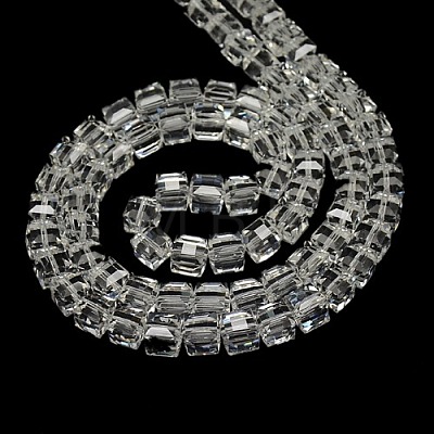 Faceted Cube Shaped Crystal Glass Beads Strands X-GLAA-F008-F01-1