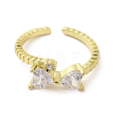 Rack Plating Brass Micro Pave Cubic Zirconia Finger Ring RJEW-C072-29G-1