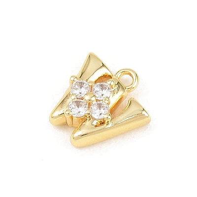 Brass Micro Pave Clear Cubic Zirconia Charms KK-Z151-18G-W-1
