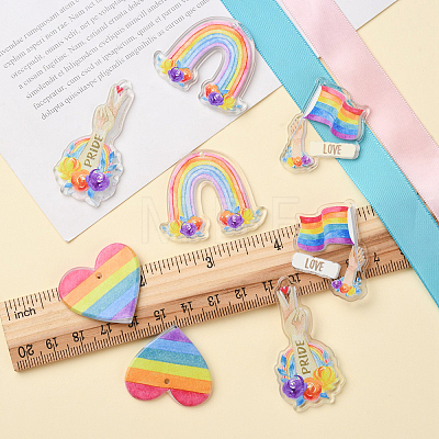 16Pcs 4 Styles Printed Acrylic Pendants MACR-CJ0001-52-1