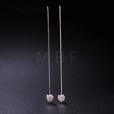 SHEGRACE Fashion 925 Sterling Silver Wiredrawing Heart Dangle Ear Threads JE181A-1