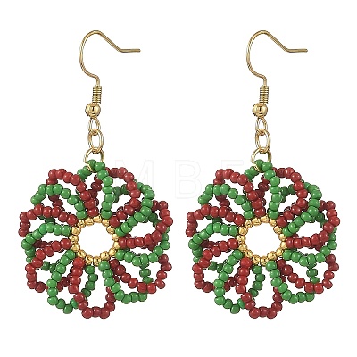Christmas Glass Dangle Earrings EJEW-MZ00829-1