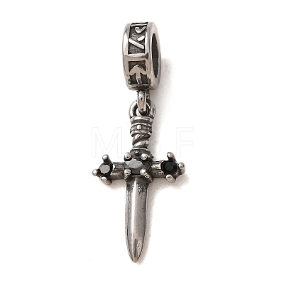 316 Surgical Stainless Steel & Rhinestone European Dangle Charms SA-CBA7555-17AS-01-1