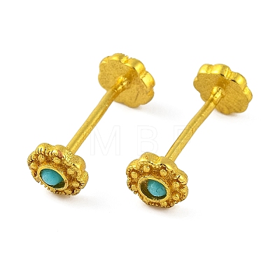 Brass with Synthetic Turquoise Stud Earring Findings KK-G502-13G-1