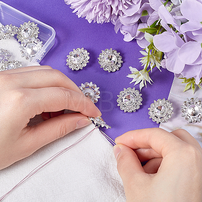 12Pcs Alloy Rhinestone Shank Buttons BUTT-GF0003-67-1