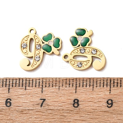 304 Stainless Steel Enamel & Rhinestone Pendants STAS-B130-01G-9-1