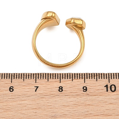 304 Stainless Steel Cubic Zirconia Cuff Open Ring for Women CU-CBACD1D-01G-01-1
