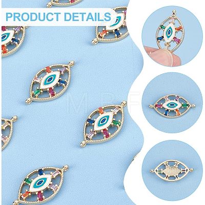 10Pcs Brass Colorful Cubic Zirconia Connector Charms FIND-HY0001-23-1