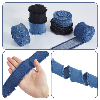 6Pcs 6 Colors Denim Fabric Ribbon DIY-CY0003-63-1