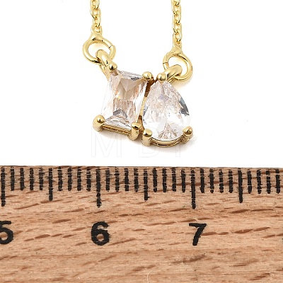 Brass Pave Cubic Zirconia Rectangle & Teardrop Pendant Cable Chain Necklaces KK-CBAB173-05G-12-1