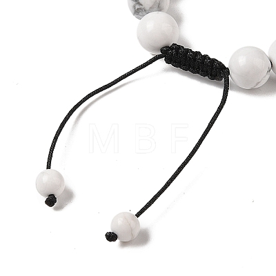 10mm Round Natural Howlite Braided Bead Bracelets BJEW-C067-01C-08-1