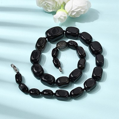 Dyed Natural Agate Cuboid Graduated Beaded Necklaces with Alloy Clasps NJEW-C113-01B-1
