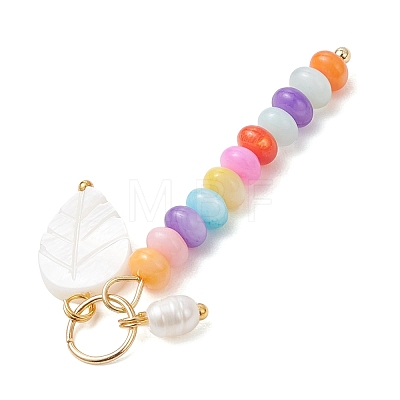 Natural Freshwater Shell Dyed Rondelle Beaded Pendants PALLOY-JF04742-1