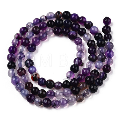 Natural Striped Agate/Banded Agate Bead Strands G-T046-4mm-B01-1