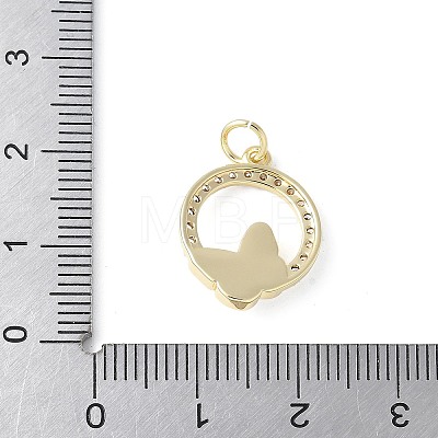 Brass Micro Pave Cubic Zirconia and Glass Pendants KK-F892-50G-1