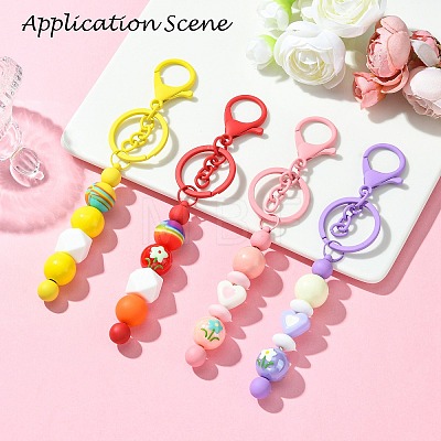 Spray Painted Alloy Bar Beadable Keychain for Jewelry Making DIY Crafts KEYC-A011-02C-1