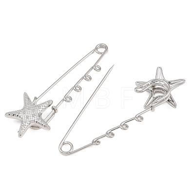Starfish 304 Stainless Steel Safety Pins Brooch Findings SA-CBA098D-16B-P04-1