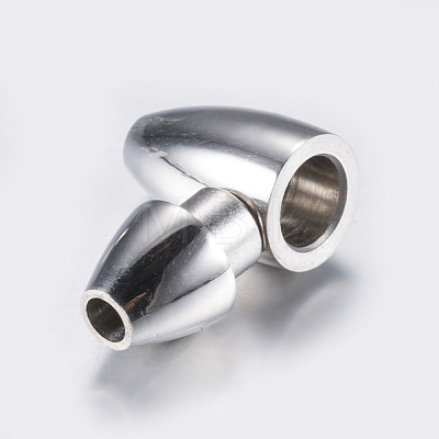 304 Stainless Steel Pointed Magnetic Clasps with Glue-in Ends STAS-F132-43P-2mm-1