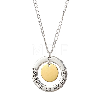 304 Stainless Steel and Alloy Round With Word Forever In My Heart Pendant Necklace NJEW-JN04697-02-1