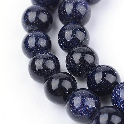 Synthetic Blue Goldstone Beads Strands G-Q462-12mm-28-1
