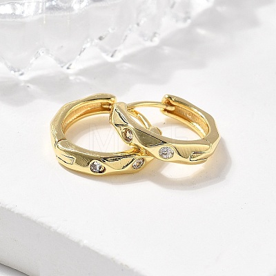 Ring Sparkling Cubic Zirconia Huggie Hoop Earrings for Girl Women EJEW-H126-05G-1