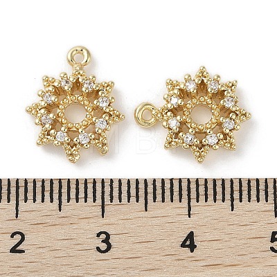 Brass Micro Pave Clear Cubic Zirconia Charms KK-G491-12G-1
