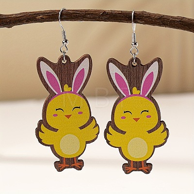 Easter Cartoon Printed Wood Dangle Earrings FS-WG710AE-10-1