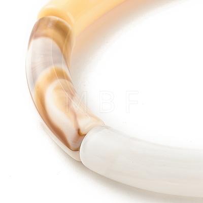 Acrylic Curved Tube Beaded Stretch Bracelet BJEW-JB07973-04-1