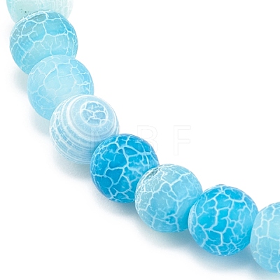 Natural Weathered Agate(Dyed) Round Beaded Stretch Bracelet BJEW-JB08363-03-1