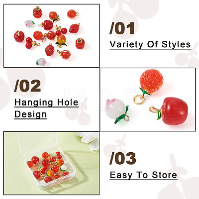 16Pcs 8 Style Handmade Lampwork Pendants LAMP-SW0001-01-1