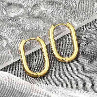 PVD Vacuum Plating 202 Stainless Steel Huggie Oval Hoop Earrings EJEW-H003-07G-07-1