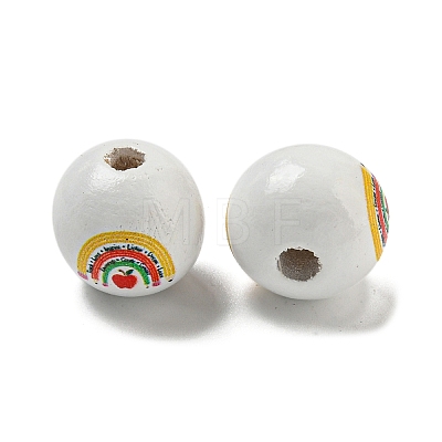 Printed Wood European Beads WOOD-L020-D06-1