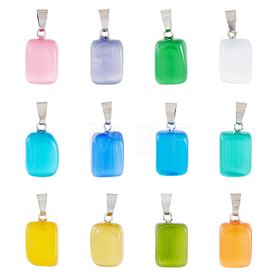 12Pcs 12 Colors Cat Eye Pendants CE-TA0001-04-1