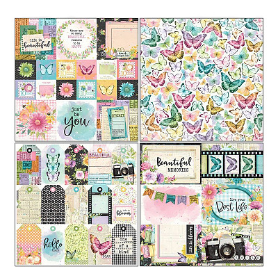 12 Sheets Butterfly Scrapbook Paper Pads PW-WG52093-01-1