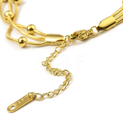 304 Stainless Steel Satellite Chains Triple Layer Multi-strand Bracelet for Women LS-BJEW-M040-01G-1