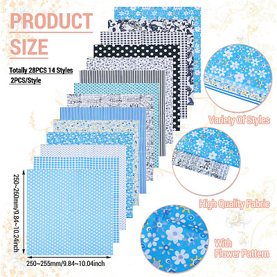 28Pcs 14 Styles Cotton Fabric DIY-TA0014-80B-1