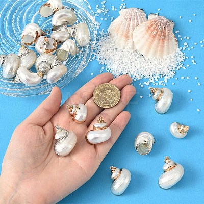 Electroplated Spiral Shell Pendants BSHE-YW0001-07P-1