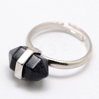 Personalized Unisex Adjustable Gemstone Bicone Rings RJEW-M004-02-1