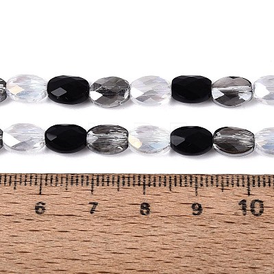 Electroplate Imitation Jade & Opaque & Transparent Glass Beads Strands EGLA-Q135-6x8MM-01H-1