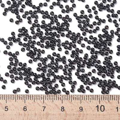 11/0 Glass Seed Beads Black Opaque Colors Diameter 2mm Loose Beads in A Box for DIY Craft SEED-PH0003-01-1