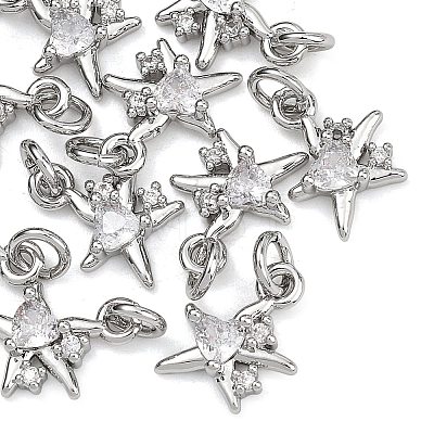 SHEGRACE Brass Micro Pave Clear Cubic Zirconia Charms XGRQ2O889-419P-1