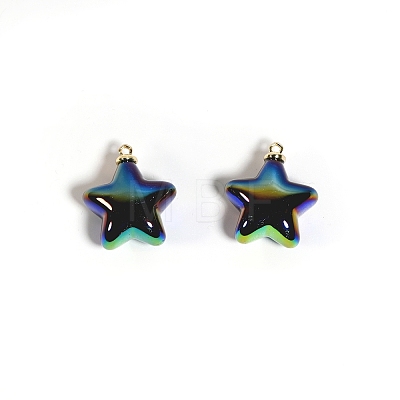 10Pcs UV Plated Iridescent Opaque Resin Pendants PW-WG9DE9F-01-1