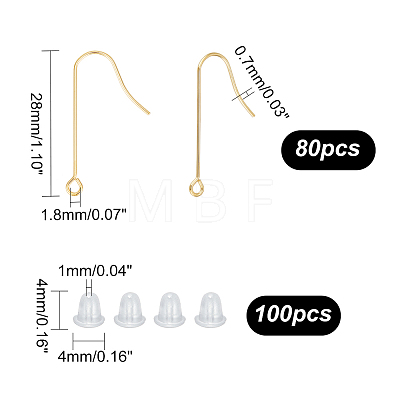 Unicraftale 80Pcs 316 Surgical Stainless Steel Earring Hooks STAS-UN0047-66-1