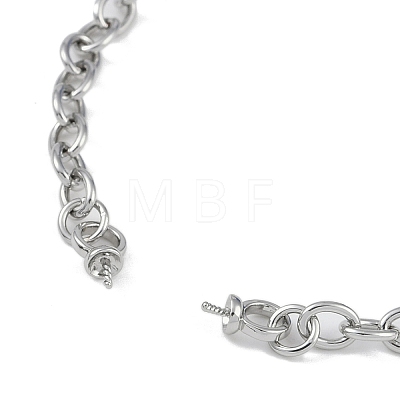 Brass Cable Chain M Charm Bracelet Making KK-U020-11P-1