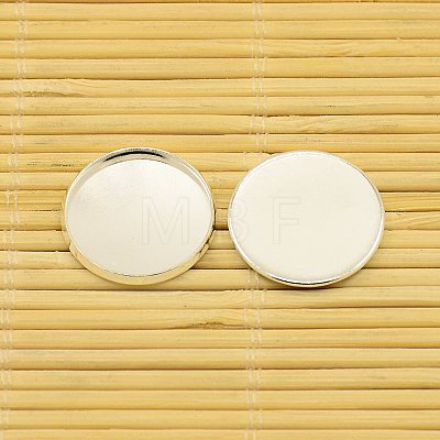 Brass Cabochons Settings and Flat Round Transparent Clear Glass Cabochons KK-X0009-S-RS-1