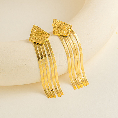 Textured 304 Stainless Steel Tassel Stud Earrings WG495DA-03-1